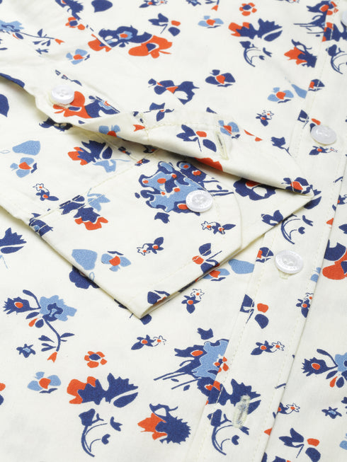 Beige Printed Full Sleeves Shirt